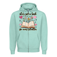 Seafoam she's got a book for every situation Zipper Hoodie - MaliasSmallBusiness