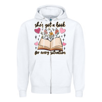 White she's got a book for every situation Zipper Hoodie - MaliasSmallBusiness