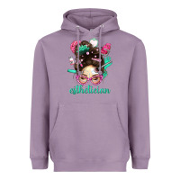Lavender Esthetician Messy Bun With Pink Leopard Glasses Bbs Heavyweight Hoodie - BundleAndBundleShop