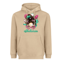 Mushroom Esthetician Messy Bun With Pink Leopard Glasses Bbs Heavyweight Hoodie - BundleAndBundleShop