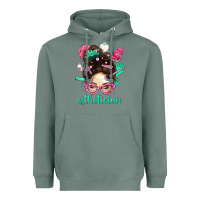 Sage Esthetician Messy Bun With Pink Leopard Glasses Bbs Heavyweight Hoodie - BundleAndBundleShop