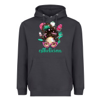 Smoke Esthetician Messy Bun With Pink Leopard Glasses Bbs Heavyweight Hoodie - BundleAndBundleShop