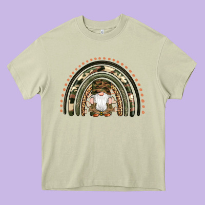 Camouflage Gnomes Rainbow Heavy Core Tee Designed By Artiststas