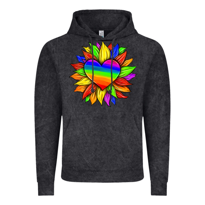 Lgbtq Color Heart And Sunflower Vintage Hoodie by HRA Design Shop | Teevron