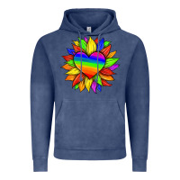Vintage Denim lgbtq color heart and sunflower Vintage Hoodie - HRA Design Shop