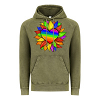 Vintage Olive lgbtq color heart and sunflower Vintage Hoodie - HRA Design Shop