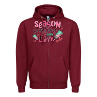 Burgundy season everything with love Zipper Hoodie - MaliasSmallBusiness