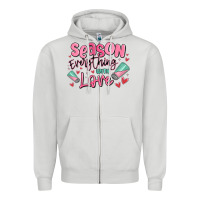 Dove Grey season everything with love Zipper Hoodie - MaliasSmallBusiness