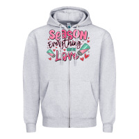 Heather Grey season everything with love Zipper Hoodie - MaliasSmallBusiness