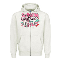 Oatmeal Heather season everything with love Zipper Hoodie - MaliasSmallBusiness