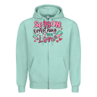 Seafoam season everything with love Zipper Hoodie - MaliasSmallBusiness