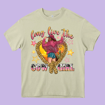 Long Live The Cowgirl Heavy Core Tee Designed By Texasbilliewilder