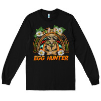 Black easter egg hunter  rabbit rainbow Long Sleeve Tee - BarkalooDesign