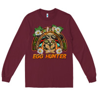 Burgundy easter egg hunter  rabbit rainbow Long Sleeve Tee - BarkalooDesign