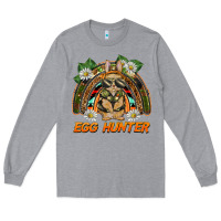 Heather Grey easter egg hunter  rabbit rainbow Long Sleeve Tee - BarkalooDesign