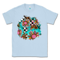 Dusty Blue race sunflower patches Classic Tee - AdoDesignShop