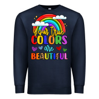 Navy name vibrant positivity rainbow art Premium Sweatshirt - LillyAllenDesigns