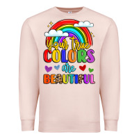 Pale Pink name vibrant positivity rainbow art Premium Sweatshirt - LillyAllenDesigns