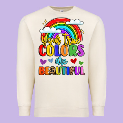 Name Vibrant Positivity Rainbow Art Premium Sweatshirt Designed By Lillyallendesigns