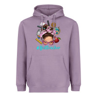 Lavender Best Teacher Messy Bun Bbs Heavyweight Hoodie - BundleAndBundleShop