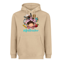 Mushroom Best Teacher Messy Bun Bbs Heavyweight Hoodie - BundleAndBundleShop