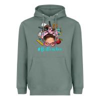 Sage Best Teacher Messy Bun Bbs Heavyweight Hoodie - BundleAndBundleShop