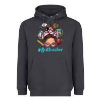 Smoke Best Teacher Messy Bun Bbs Heavyweight Hoodie - BundleAndBundleShop
