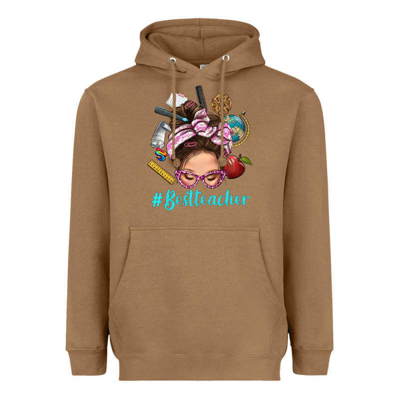 Best Teacher Messy Bun Bbs Heavyweight Hoodie by BundleAndBundleShop | Teevron