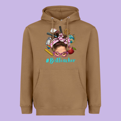 Best Teacher Messy Bun Bbs Heavyweight Hoodie Designed By Bundleandbundleshop