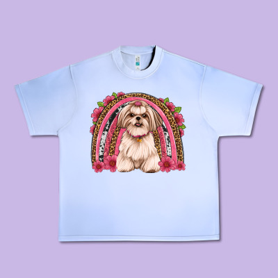 Shih Tzu Floral Rainbow Urban Heavy Tee Designed By Jahusdesignshop