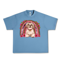 Pebble Blue shih tzu floral rainbow Urban Heavy Tee - JahusDesignShop