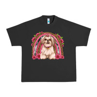 Pigment Black shih tzu floral rainbow Urban Heavy Tee - JahusDesignShop