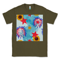 Army Green patriotic fireworks and sunflower Classic Tee - BundleAndBundleShop