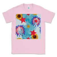Bubblegum Pink patriotic fireworks and sunflower Classic Tee - BundleAndBundleShop