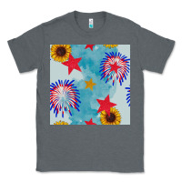 Charcoal Heather patriotic fireworks and sunflower Classic Tee - BundleAndBundleShop