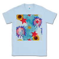 Dusty Blue patriotic fireworks and sunflower Classic Tee - BundleAndBundleShop