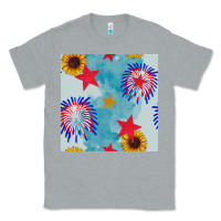 Heather Grey patriotic fireworks and sunflower Classic Tee - BundleAndBundleShop