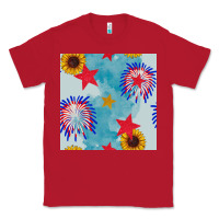 Red patriotic fireworks and sunflower Classic Tee - BundleAndBundleShop
