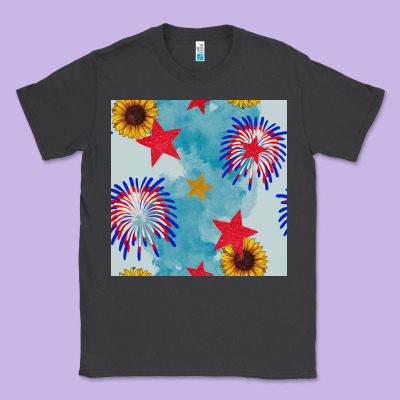 Patriotic Fireworks And Sunflower Classic Tee Designed By Bundleandbundleshop