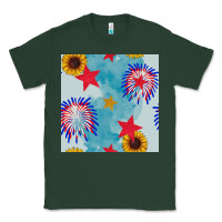 Sports Green patriotic fireworks and sunflower Classic Tee - BundleAndBundleShop
