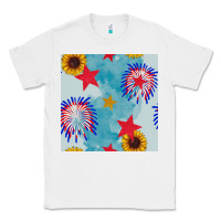 White patriotic fireworks and sunflower Classic Tee - BundleAndBundleShop