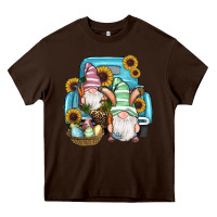 Chocolate Brown Easter Gnomes Egg Sunflowers Truck Heavy Core Tee - RanaPortraitStore