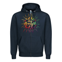 Navy not by my strength but his Zipper Hoodie - MaliasSmallBusiness