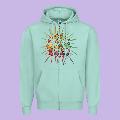 Not By My Strength But His Zipper Hoodie Designed By Maliassmallbusiness