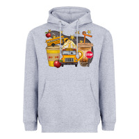 Heather Grey School Bus Coffee And Star Bbs Heavyweight Hoodie - BundleAndBundleShop