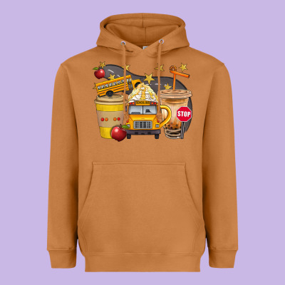 School Bus Coffee And Star Bbs Heavyweight Hoodie Designed By Bundleandbundleshop