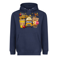 Navy School Bus Coffee And Star Bbs Heavyweight Hoodie - BundleAndBundleShop