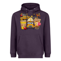 Plum School Bus Coffee And Star Bbs Heavyweight Hoodie - BundleAndBundleShop