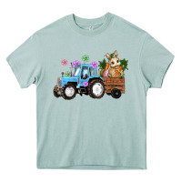 Arona Happy Easter Tractor with Bunny Flowers and Carrot Heavy Core Tee - RanaPortraitStore
