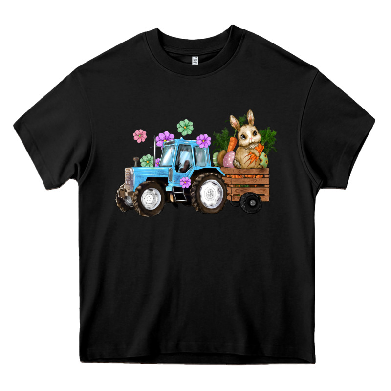 Happy Easter Tractor With Bunny Flowers And Carrot Heavy Core Tee by RanaPortraitStore | Teevron